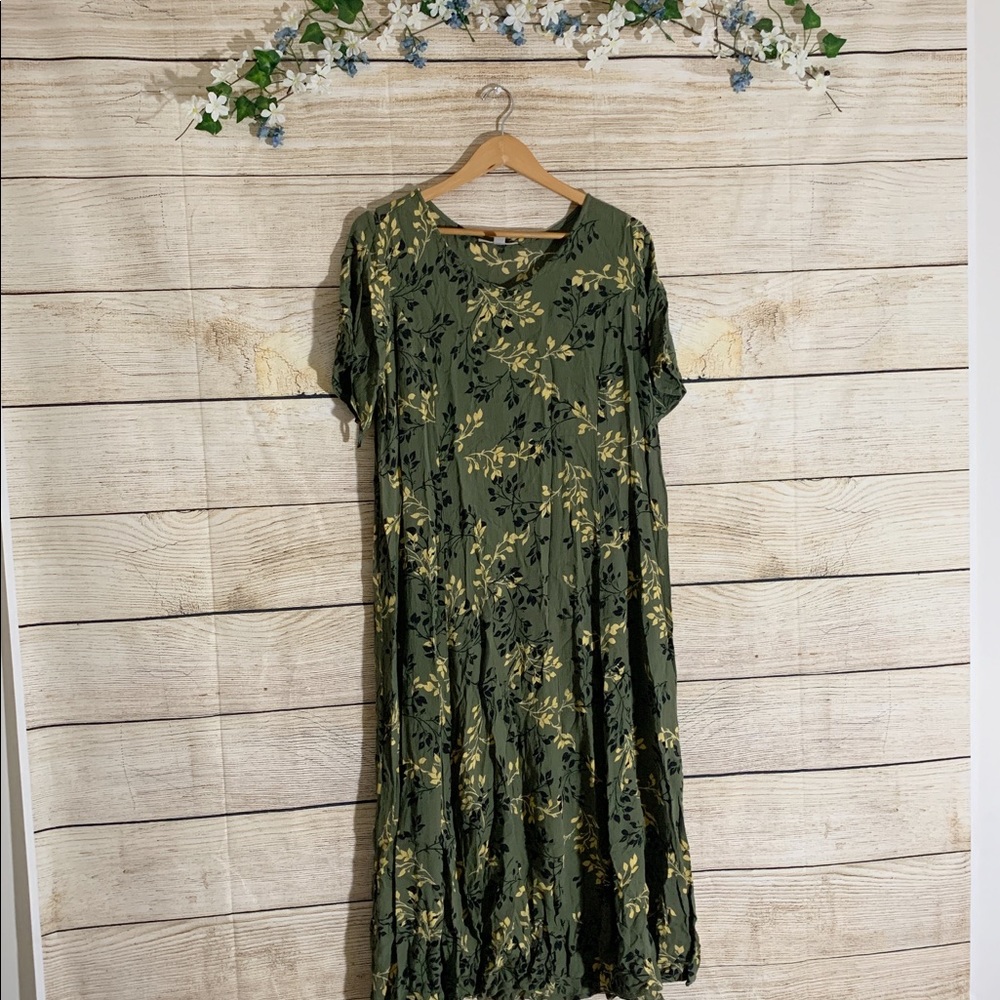 Woman Within Green Floral Dress